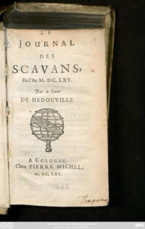 Le Journal Des Scavans : Del' An M. DC. LMXDel' An M. DC. LMX.