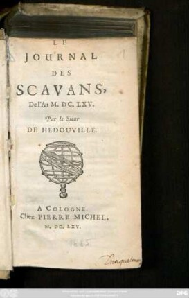 Le Journal Des Scavans : Del' An M. DC. LMXDel' An M. DC. LMX.