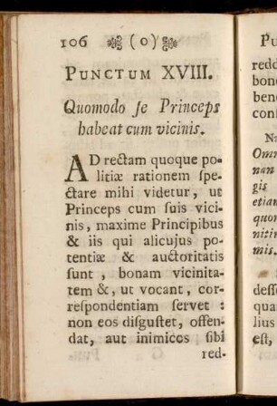 Punctum XVIII. Quomodo se Princeps habeat cum vicinis.