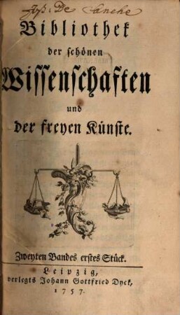 Bibliothek der schönen Wissenschaften und der freyen Künste. 2. 1757