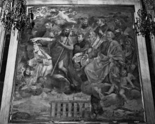 Freskenzyklus der Cappella della Madonna del Sasso — Schutzheilige der Familie Boccella und Ansicht der Villa Boccella in Lucca