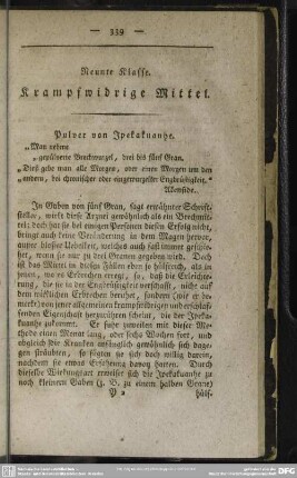 Neunte Klasse. Krampfwidrige Mittel