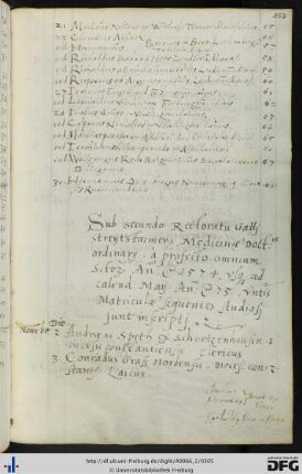 [fol. 152] Rektorat Gallus Streitsteimer 1574/75