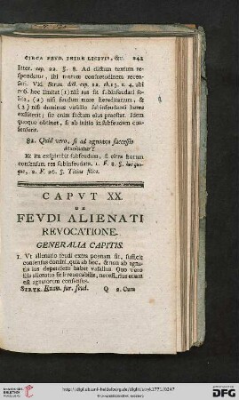 Caput XX: De feudi alienati revocatione