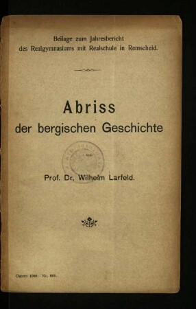 Abriss der bergischen Geschichte