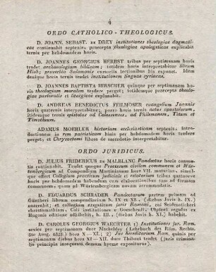 4, Ordo Catholico-Theologicus