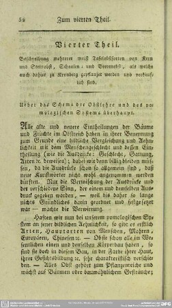 Vierter Theil. Beschreibung mehrerer meist Tafelobstsorten von Kern und Steinobst, Schaalen- und Beerenobst, als welche auch dahier zu Kronberg gepflanzet werden und verkäuflich sind