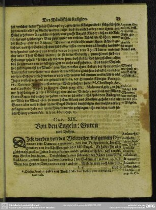 Cap. XIX. Von den Engeln: Guten und Bösen