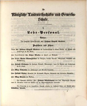 Jahresbericht der Königlichen Landwirthschafts- und Gewerbsschule I. Klasse zu Freysing : im Jahre .., 1853/54