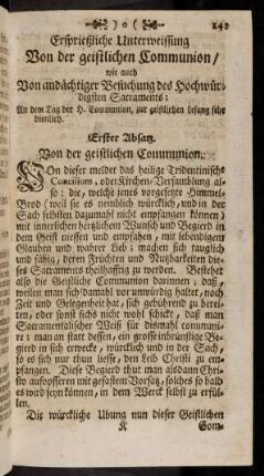 141-148, Ersprießliche Unterweissung von der geistlichen Communion ...