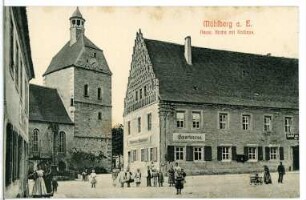 Mühlberg/Elbe. Neustädter Kirche mit Rathaus