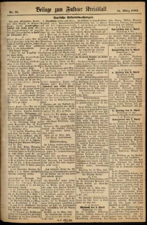 Zweite Ausgabe vom Samstag, den 24. März 1883.