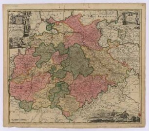 Neue Sächsische Postkarte, entw. v. Adam Fr. Zürner, ca. 1:500 000, Kupferstich, verbesserte Aufl. von 1734