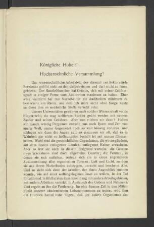 Königliche Hoheit! Hochansehnliche Versammlung!