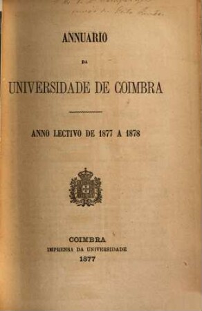 Anuário da Universidade de Coimbra : no anno lectivo ... 1877/78, 1877/78