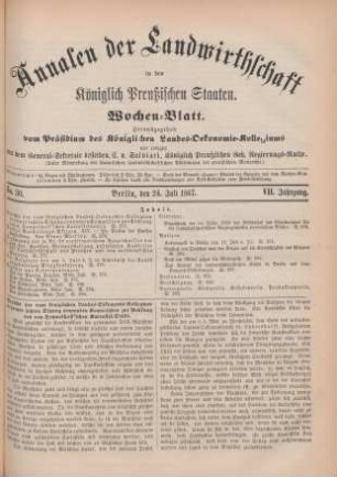 No. 30. Berlin, den 24. Juli 1867. VII. Jahrgang.