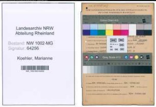 Entnazifizierung Marianne Koehler , geb. 30.11.1919 (Sekretaerin)