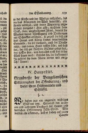 IV. Hauptstük. Grundveste der Bengelianischen Erklärungsart der Offenbarung, und dieser ihren Hülfsmitteln und Schlüssel.