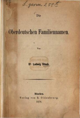 Die oberdeutschen Familiennamen