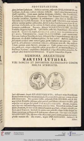 Numisma Argenteum Martini Lutheri [...]
