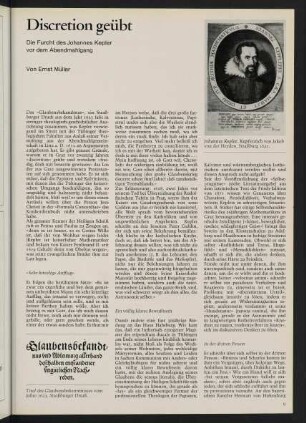 9-18, Discretion geübt - Die Furcht des Johannes Kepler vor dem Abendmahlgang