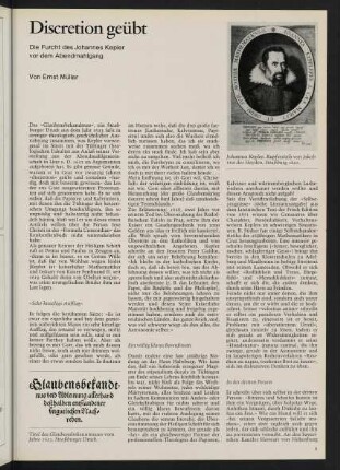 9-18, Discretion geübt - Die Furcht des Johannes Kepler vor dem Abendmahlgang