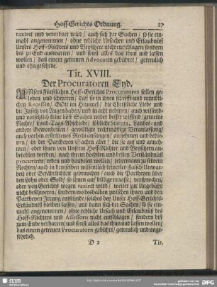 Tit. XVIII. Der Procuratoren Eyd