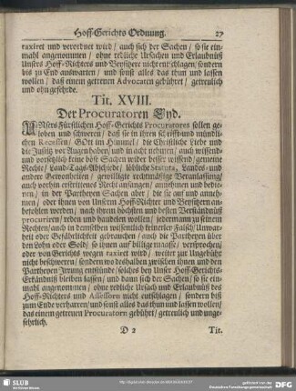 Tit. XVIII. Der Procuratoren Eyd