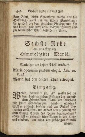 Sechste Rede auf das Fest der Himmelfahrt Mariä