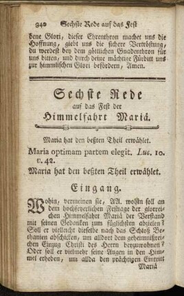 Sechste Rede auf das Fest der Himmelfahrt Mariä
