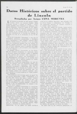 Datos históricos sobre el partido de Lincoln