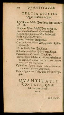 Quantitatis Continuae, Quae ad corpus pertinent.
