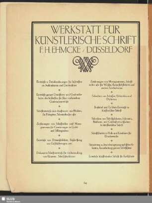 Werkstatt für künstlerische Schrift F.H. Ehmcke Düsseldorf