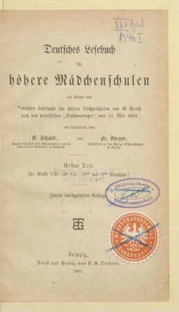 Teil 1, [Schülerband]: Für Klasse VIII und VII (2tes und 3tes Schuljahr)