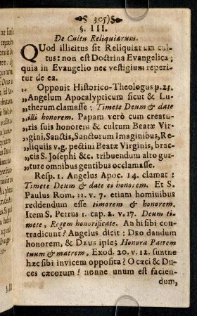305-311, § III. De Cultu Reliquiarum. Quod illicitus sit ...