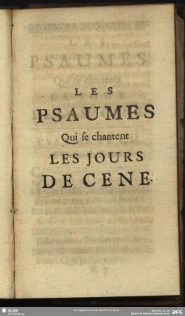 Les Psaumes Qui se chantent Les Jours De Cene