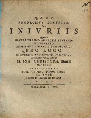 Prodromus diatribae de iniuriis