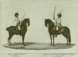 Offizier der Karabiniers 1790 (links) und Trabant der Garde du Korps (rechts) : Offizier zu Pferde