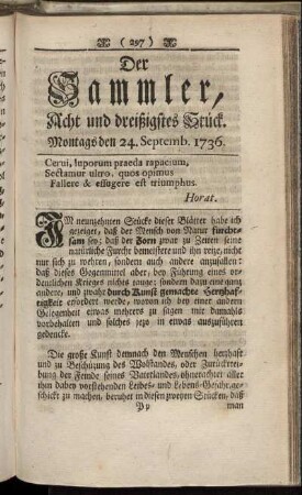 Acht und dreißigstes Stück. Montags den 24. Septemb. 1736.