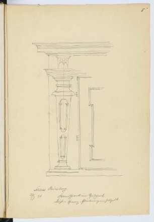 Ansitz Reinsberg, Eppan (St. Michael): Detailzeichnung vom Wandschrank im Speisesaal (aus: Skizzen- und Fotoalbum 14)