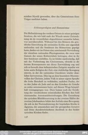 Erlösungsreligion und Humanismus