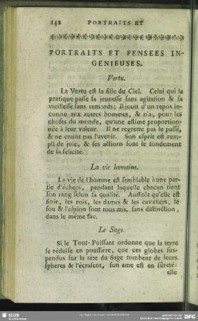 Portraits Et Pensees Ingenieuses