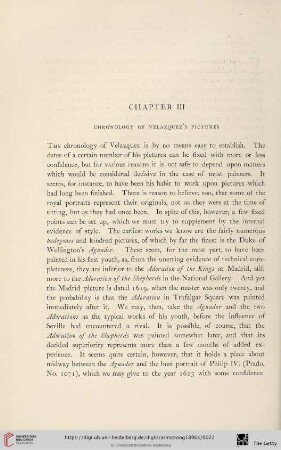 Chapter III: Chronology of Velazquez' pictures