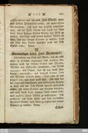 III. Ehrwürdiger lieber Herr Beichtvater!