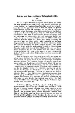 Notizen aus dem englischen Anfangsunterricht