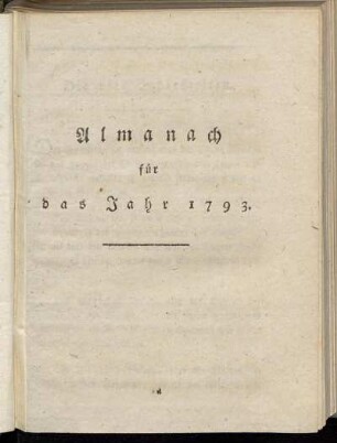 Almanach für das Jahr 1793.