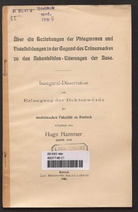 Über die Beziehungen der Phlegmonen und Fistelbildungen in der Gegend des Tränensackes zu den Nebenhöhlen-Eiterungen der Nase