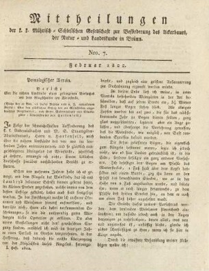 7.1822: Mittheilungen. Nro. 7. Februar 1822.