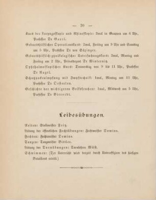 20, Leibesübungen