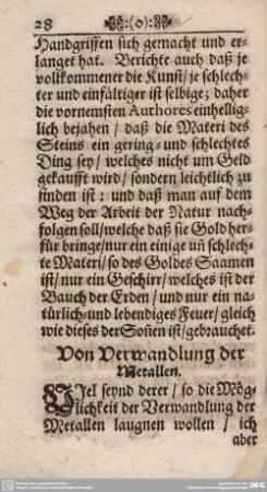 Von Verwandlung der Metallen.
